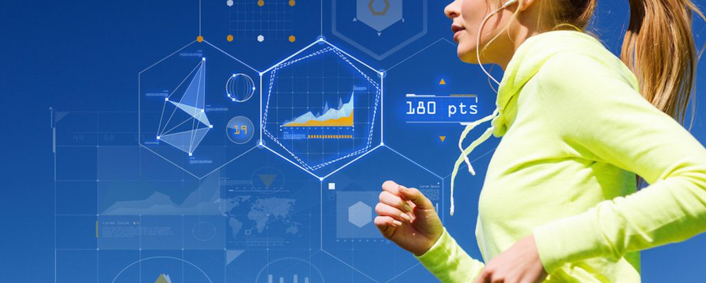 sport-technology technology, sport, fitness, exercise and lifestyle concept - smiling woman doing running with earphones outdoors; Shutterstock ID 233239924; PO: sport technology